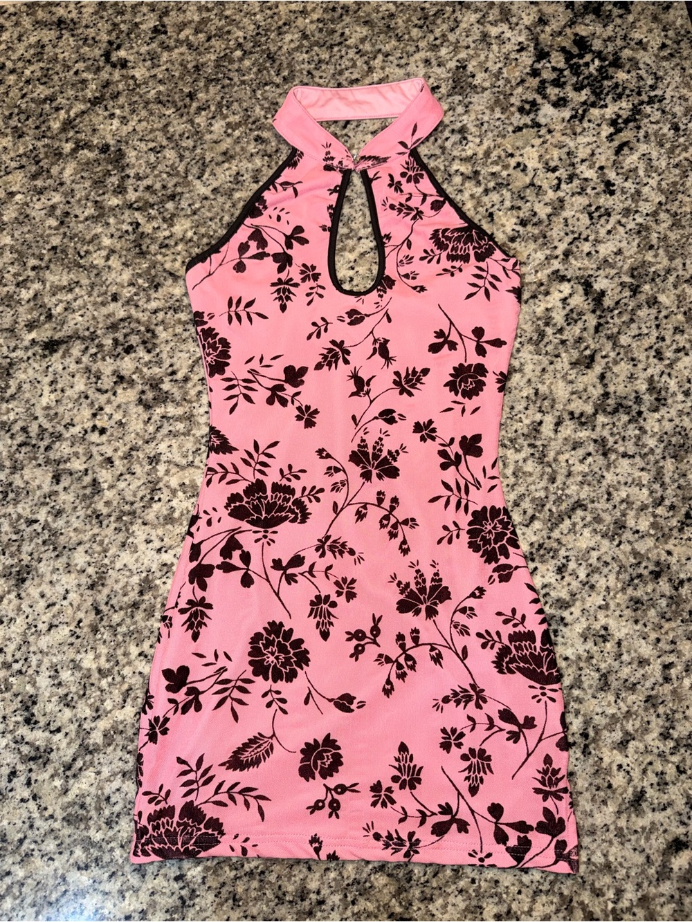 Pink Floral Halter Bodycon Dress